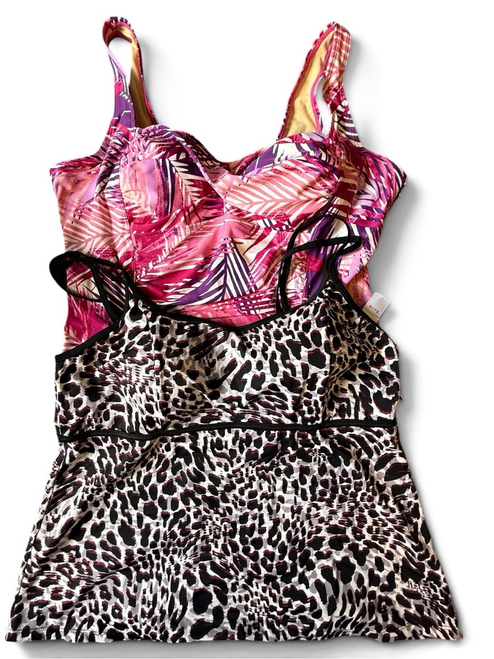 Swimsuits For All Tankini Lot of 2 Top Size 18 Swim Top Padded Shelf Bra